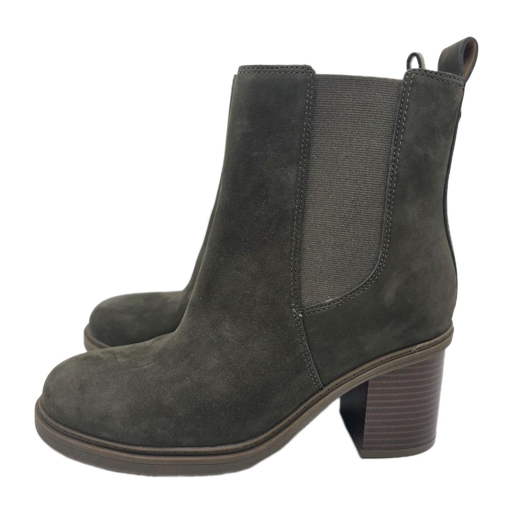 Vionic Truckee Boots Womens 8 Olive Green Suede Leather Block Heel Military